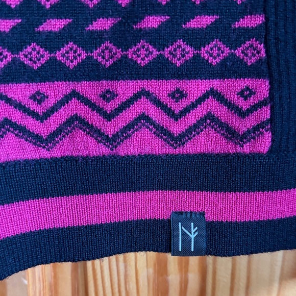 Neve Wool Black and Pink Geometric Zip-up Sweater - Picture 6 of 11